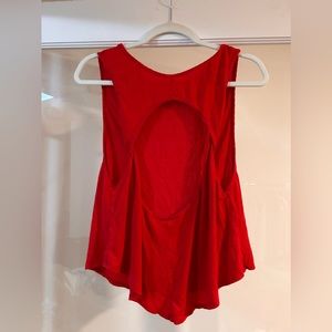 Red workout tank with open back